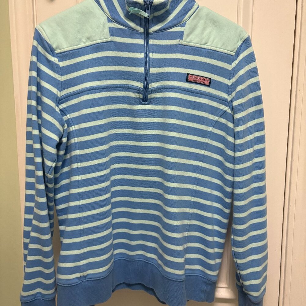 Vineyard Vines Medium Quarter Zip Blue Pullover Shep Shirt